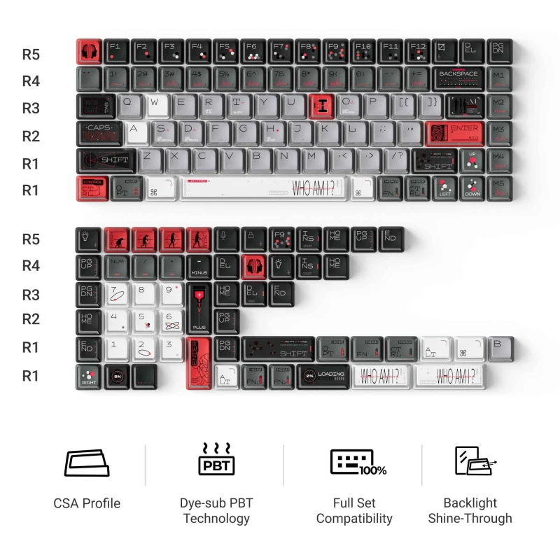 كيكرون لوحة مفاتيح Bio Individual Nuclear Power Shine through Dye Sub PBT Full Keycap