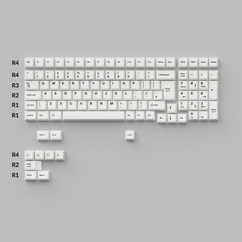كيكرون لوحة مفاتيح Cherry Profile Double Shot PBT Full Keycaps Black on White Bow