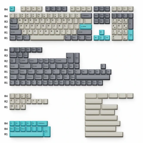 كيكرون لوحة مفاتيح Cherry Profile Double Shot PBT Full Keycaps Dolch Blue