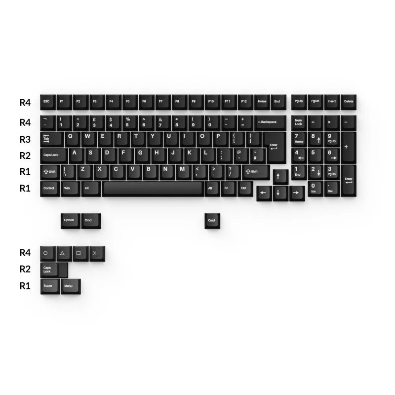 كيكرون لوحة مفاتيح Cherry Profile Double Shot PBT Full Keycaps White on Black Wob