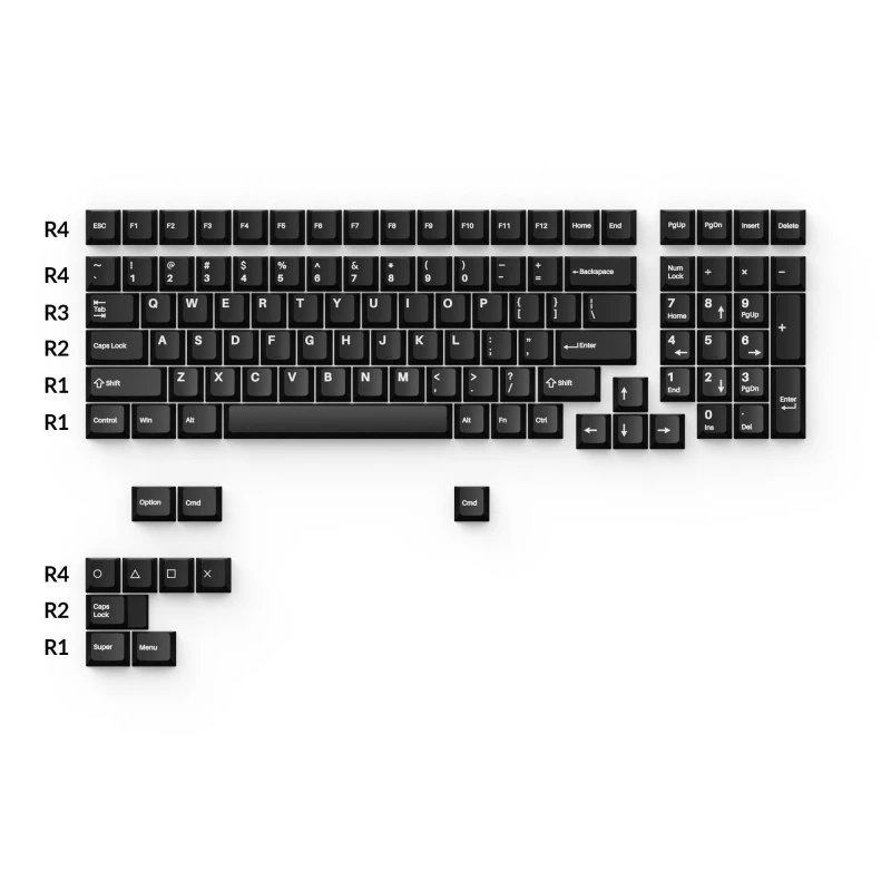 كيكرون لوحة مفاتيح Cherry Profile Double Shot PBT Full Keycaps White on Black Wob