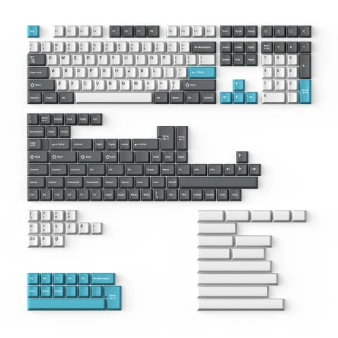 كيكرون لوحة مفاتيح Cherry Profile Double Shot PBT Full Keycaps Grey White Blue