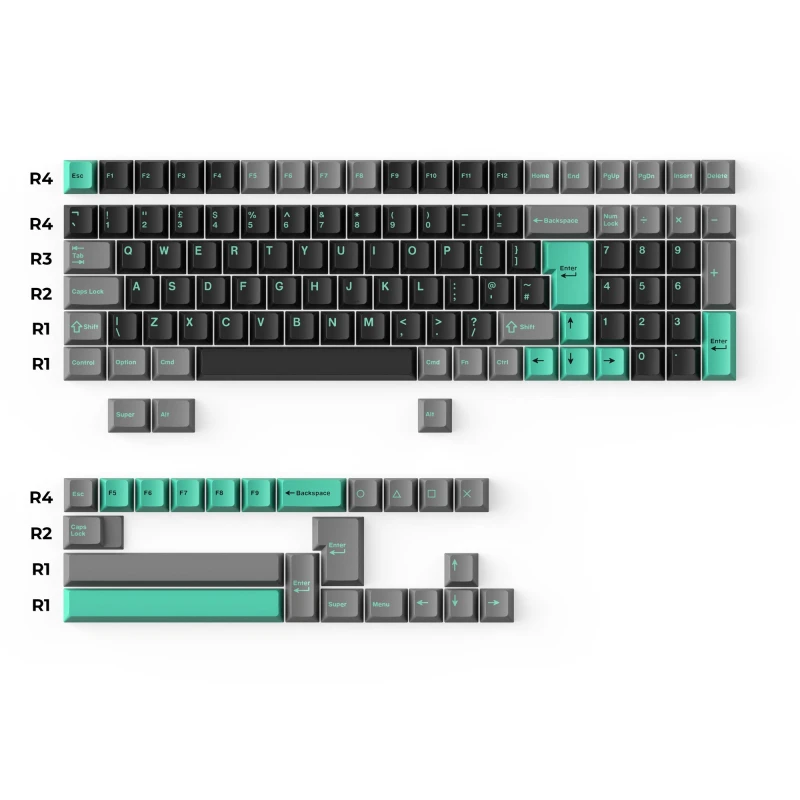 كيكرون لوحة مفاتيح Cherry Profile Double Shot PBT Full Keycaps Hacker Mint