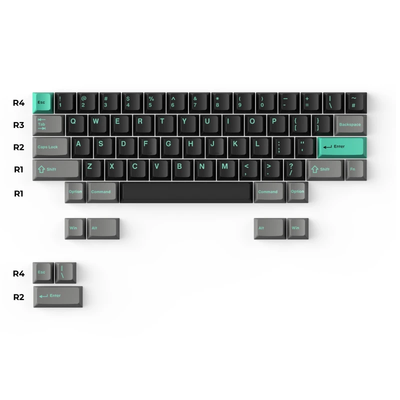 كيكرون لوحة مفاتيح Cherry Profile Double Shot PBT Full Keycaps Hacker Mint