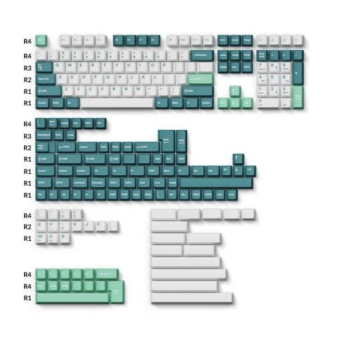 كيكرون لوحة مفاتيح Cherry Profile Double Shot PBT Full Keycaps White Mint