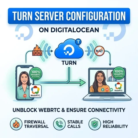 إعداد خادم TURN على DigitalOcean — اتصال WebRTC موثوق بالكامل