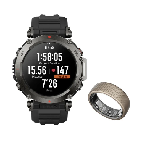 أمازفيت ساعة ذكية T Rex Ultra + Helio Ring
