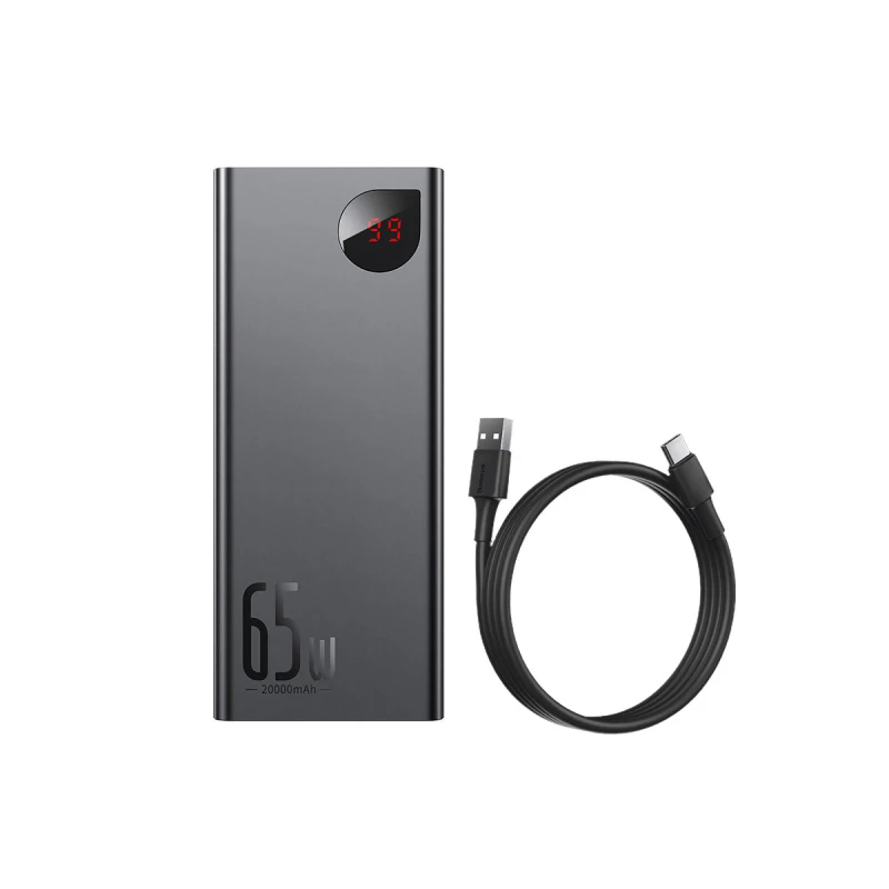 باسيوس باور بانك ٢٠٠٠٠ مللي أمبير ٦٥ واط Adaman Metal Digital Display