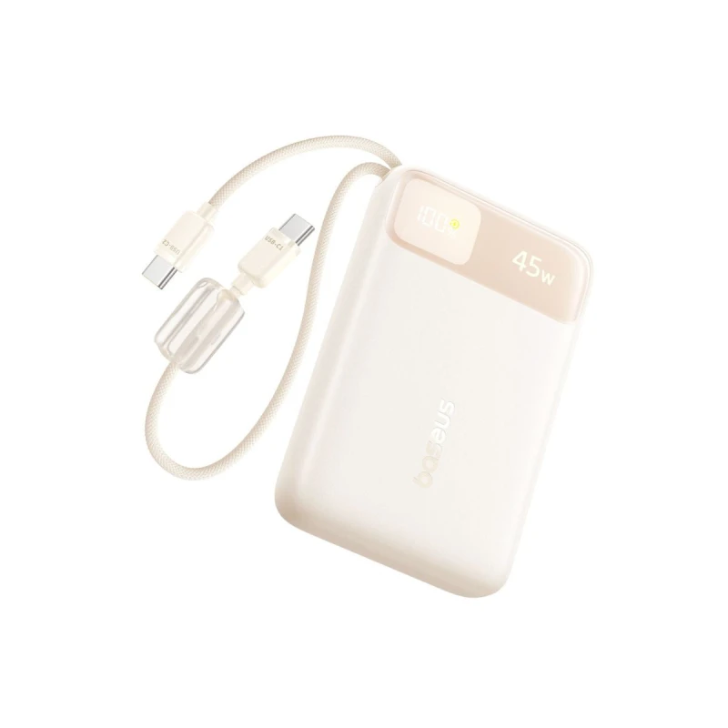 باسيوس باور بانك ١٠٠٠٠ مللي أمبير ٤٥ واط EnerFill FC11 Dual Built in USB C Cables