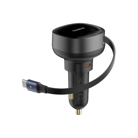 باسيوس شاحن سيارة ٦٠ واط Enjoyment Pro Retractable USB C Car