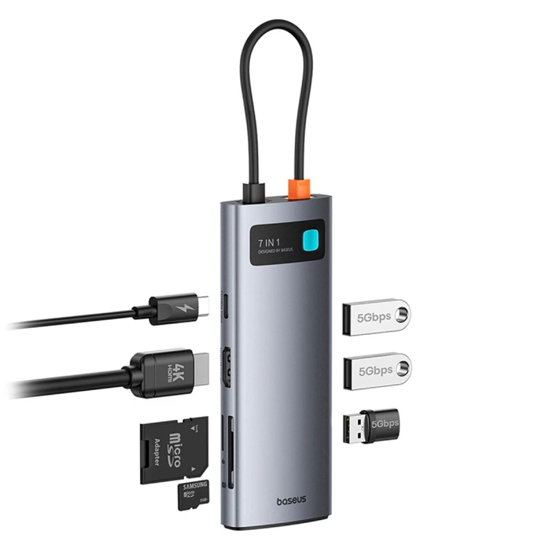 باسيوس شاحن سيارة Joystar 7 in 1 USB C Hub