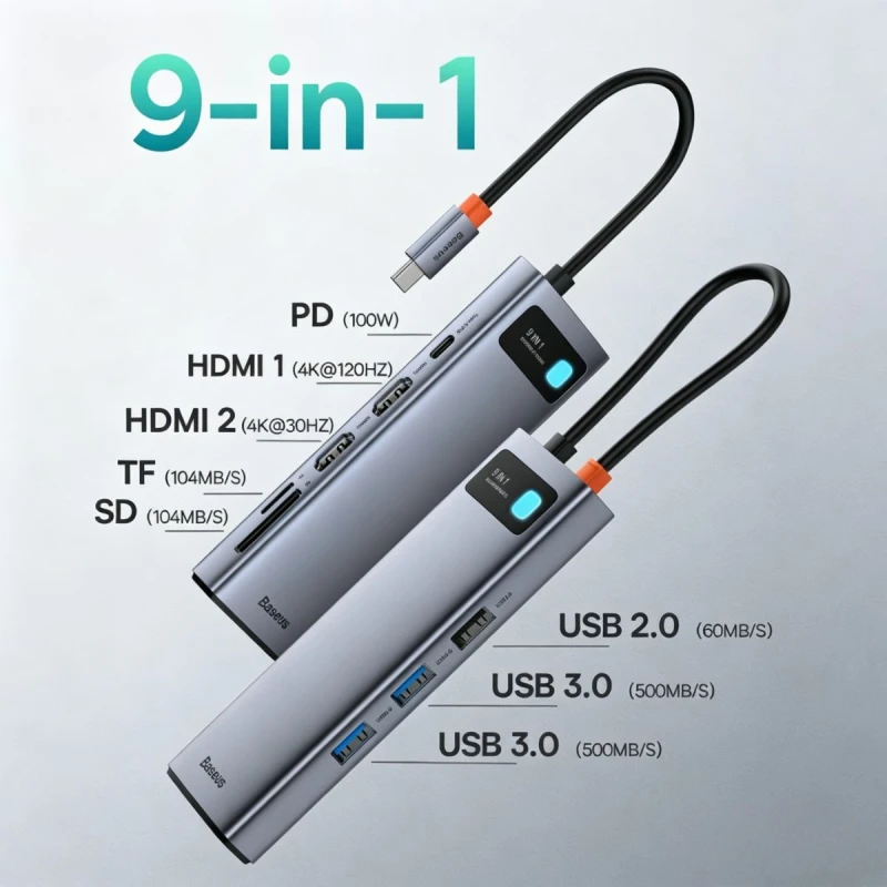 Baseus Metal Gleam Series 9-in-1 USB C HUB