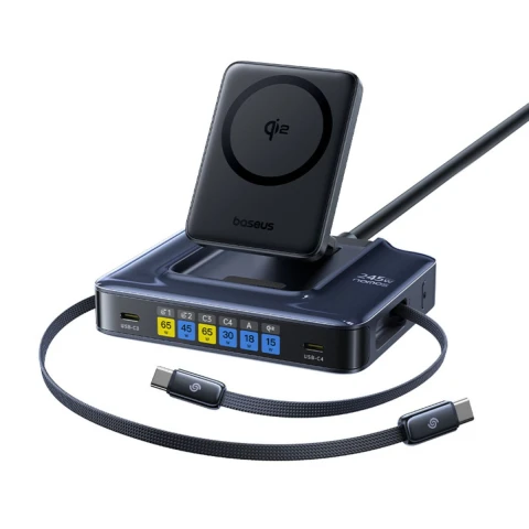 باسيوس شاحن ٢٤٥ واط Nomos NH21 6 in 1 Desktop Station