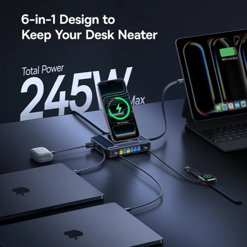باسيوس شاحن ٢٤٥ واط Nomos NH21 6 in 1 Desktop Station