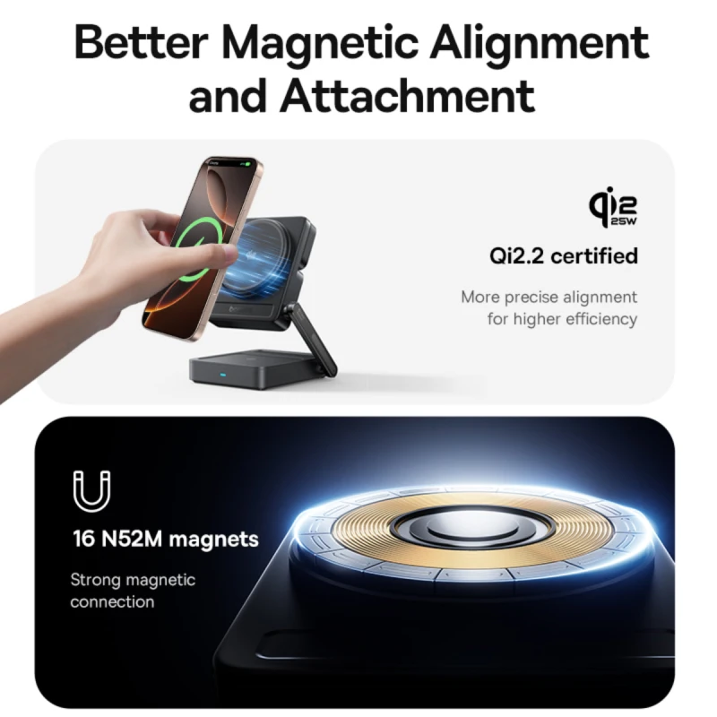 باسيوس شاحن PicoGo AF21 3 in 1 Qi2.2 Wireless