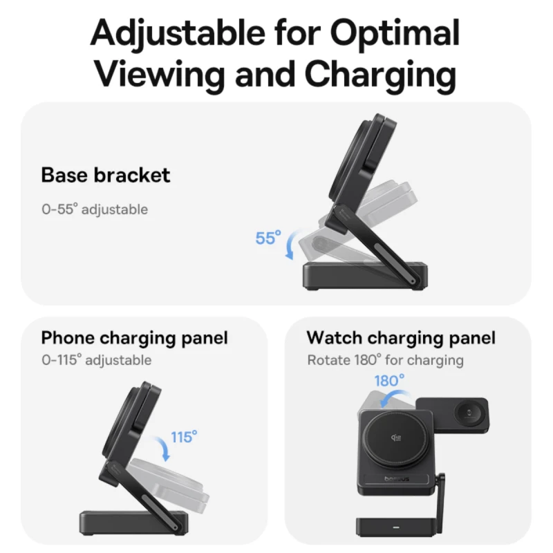 باسيوس شاحن PicoGo AF21 3 in 1 Qi2.2 Wireless