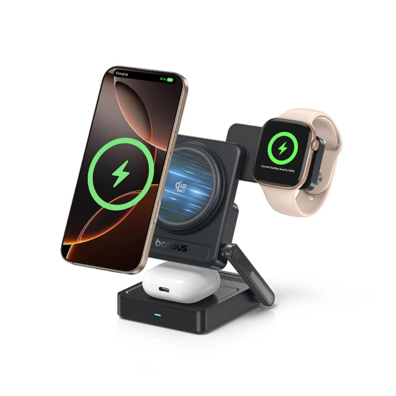 باسيوس شاحن PicoGo AF21 3 in 1 Qi2.2 Wireless