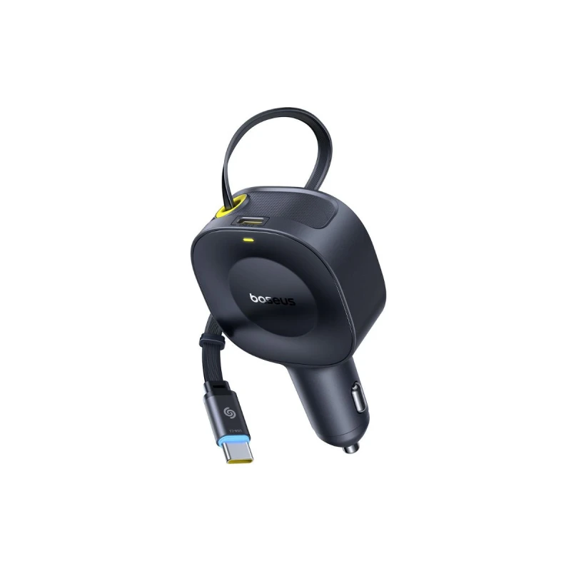 باسيوس شاحن سيارة ٦٠ واط PrimeTrip VR2 Car Retractable C+C