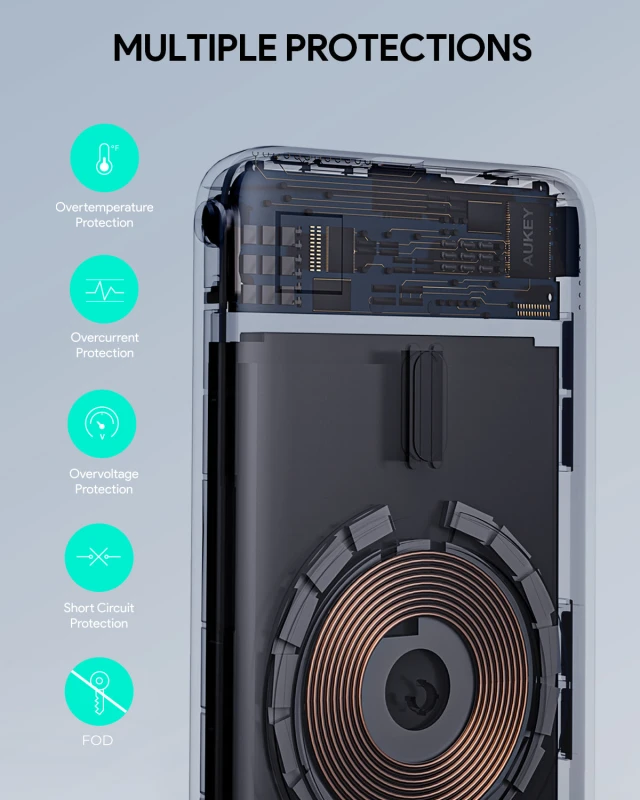 أوكي باور بانك ٦٧٠٠ مللي أمبير MagFusion 6700 Magnetic Wireless PB MS01