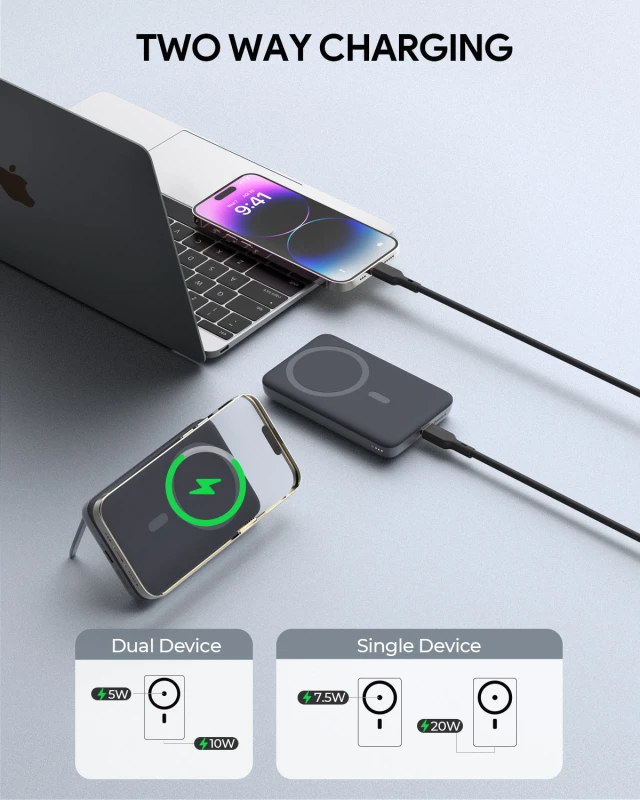 أوكي باور بانك ٦٧٠٠ مللي أمبير MagFusion 6700 Magnetic Wireless PB MS01