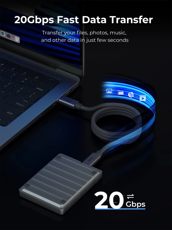 AUKEY CB-DCC321 USB-C to USB-C Cable (240W / 20Gbp / 4K 60Hz)