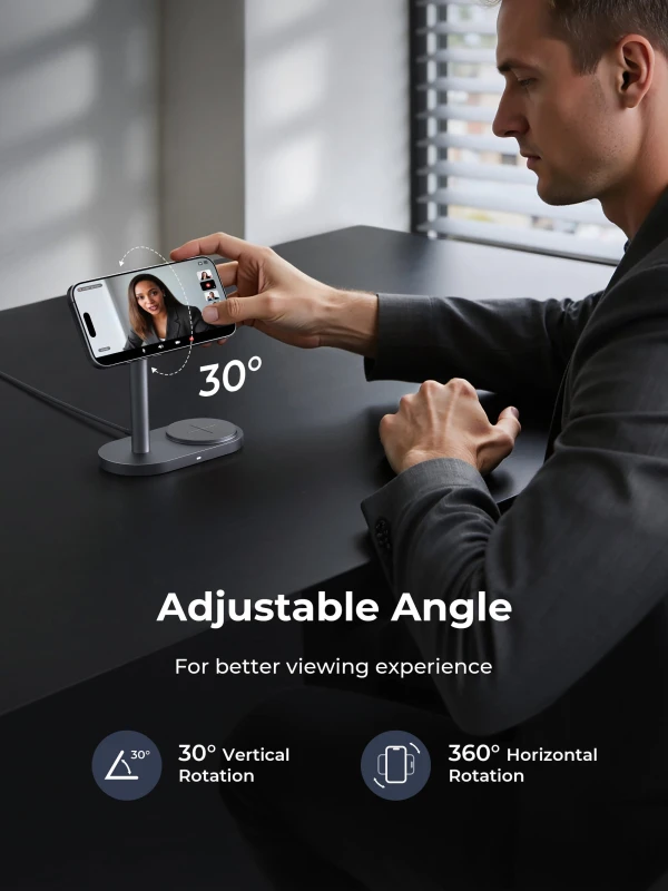 أوكي شاحن Qi2.2 MagFusion 2X Wireless Station 2 in 1 Magnetic Wireless LC MC213