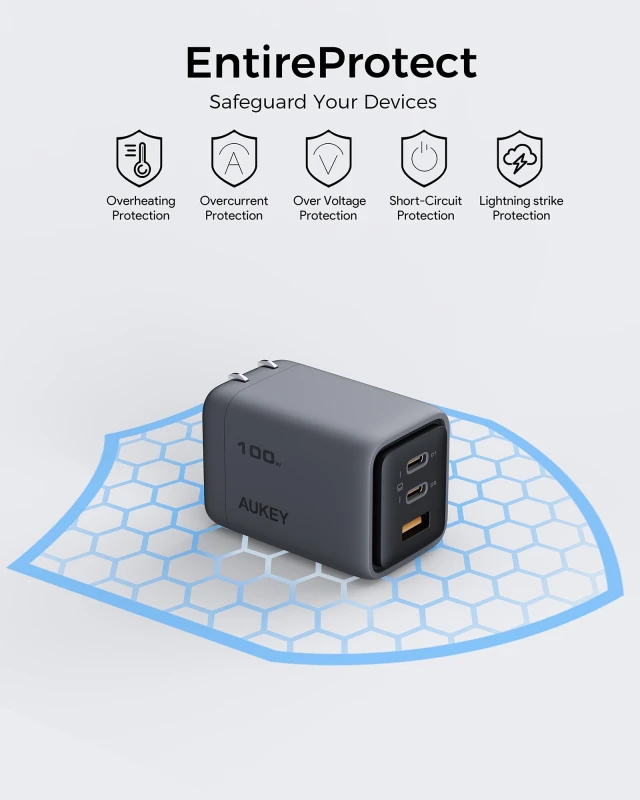 أوكي شاحن ١٠٠ واط Comet Mix 3 PD Wall GaN Technology PA C5