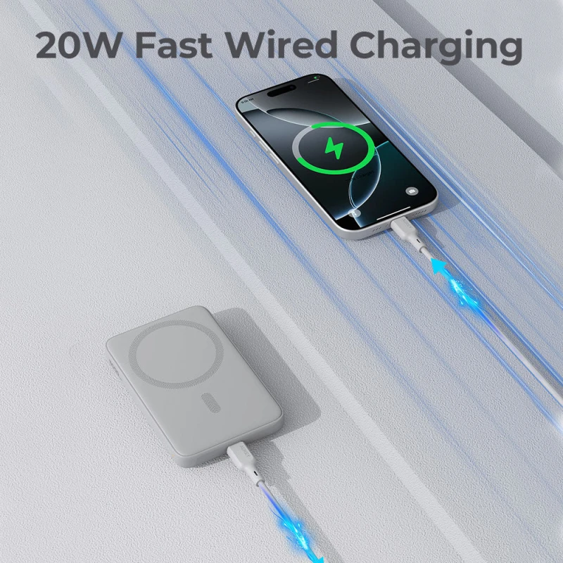 أوكي باور بانك ٥٠٠٠ مللي أمبير MagFusion 5000 Slim Magnetic Wireless PB MS03