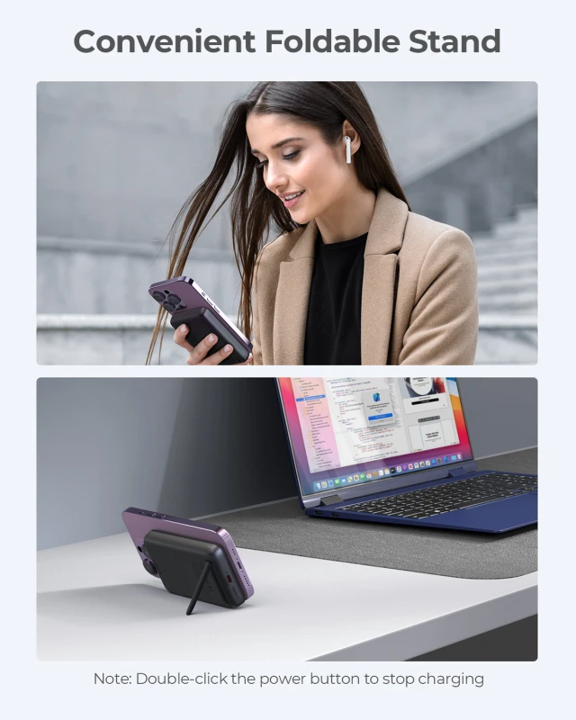 أوكي باور بانك ٣٠ واط MagFusion 10000 Magnetic Wireless PB MS06
