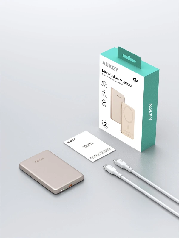 أوكي باور بانك ٢٠ واط MagFusion M 5000 Qi2 Magnetic Wireless PB MS07
