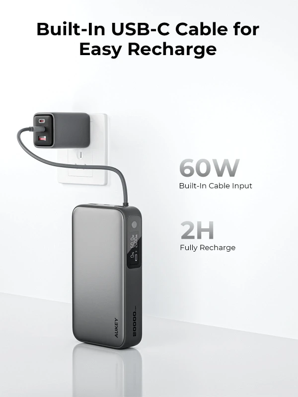 أوكي باور بانك Spark Sling 20000 Compact Fast Built in USB C PB Y48