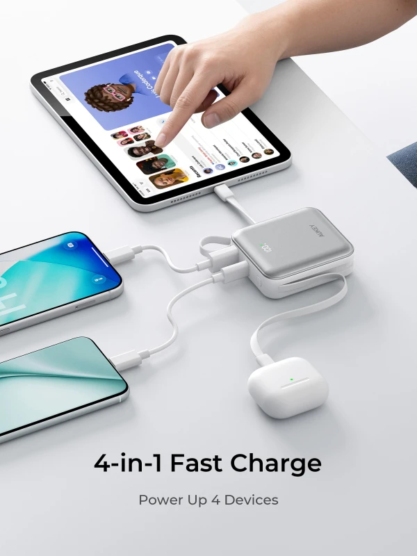 أوكي باور بانك ١٠٠٠٠ مللي أمبير ٢٢.٥ واط Swivel Mini L 10000 Built in USB C Lightning Cables PB Y91L