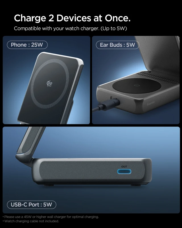 سبايجن شاحن 2 in 1 Magnetic Qi2.2 Wireless EF302MOQ