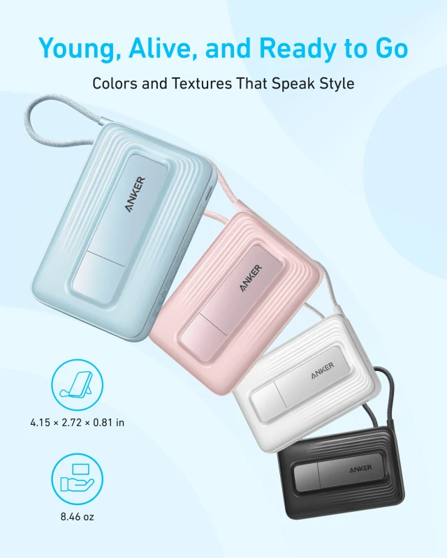 أنكر Zolo باور بانك مغناطيسي ١٠٠٠٠ مللي أمبير ٣٠ واط بكابل USB-C مدمج (A1685)
