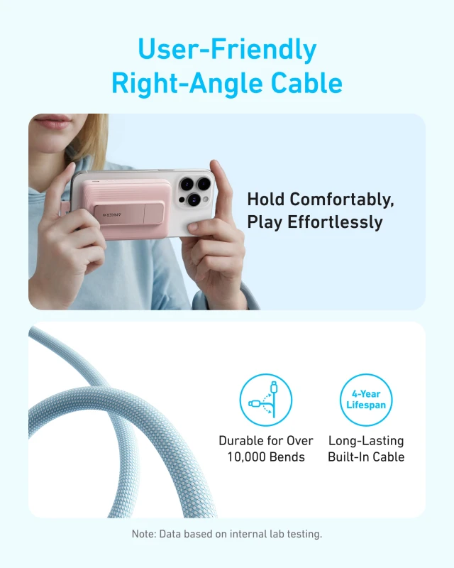 أنكر Zolo باور بانك مغناطيسي ١٠٠٠٠ مللي أمبير ٣٠ واط بكابل USB-C مدمج (A1685)